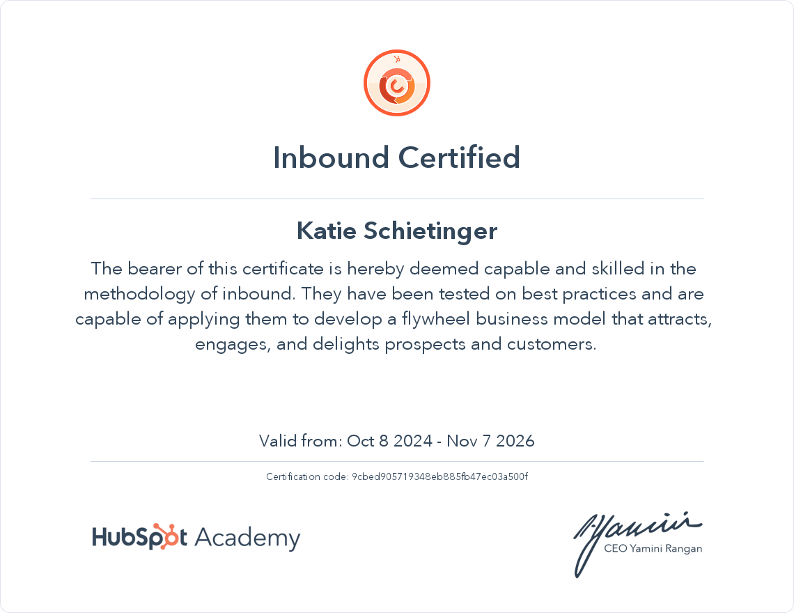 Hubspot Inbound Certification